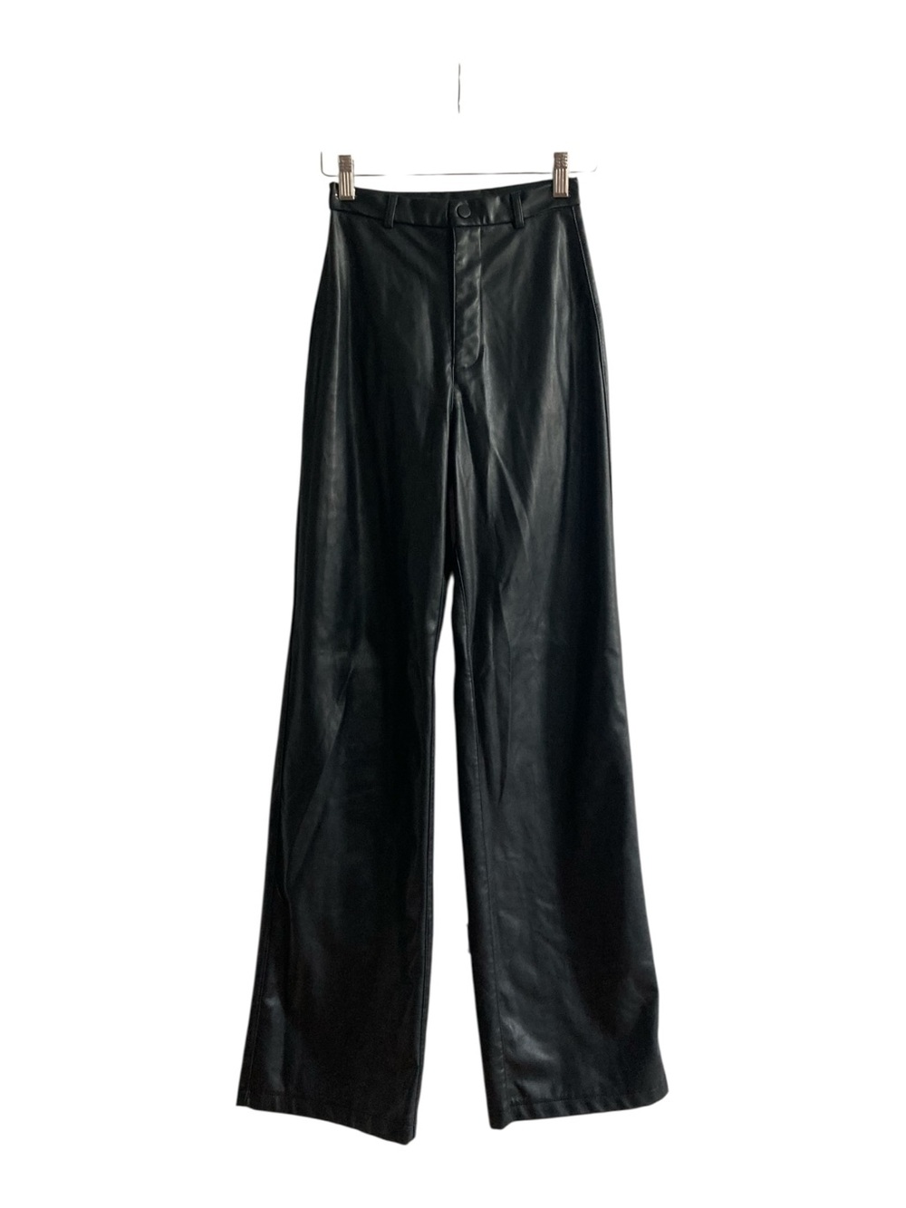 Mars The Label XS Black Effortless Sophistication Faux Leather Wide leg Trousers